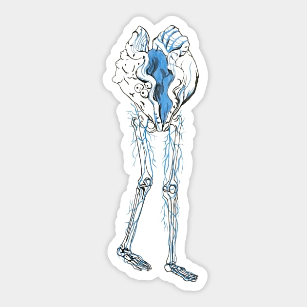 Walking Clam Sticker by RaLiz